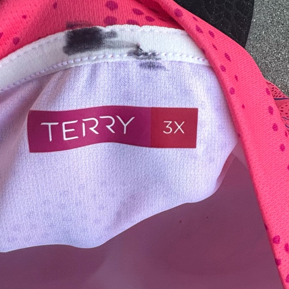 Terry 3X Sleeveless Cycling Top with Bicycle Print 1/2 zip lightweight coral - Picture 7 of 7